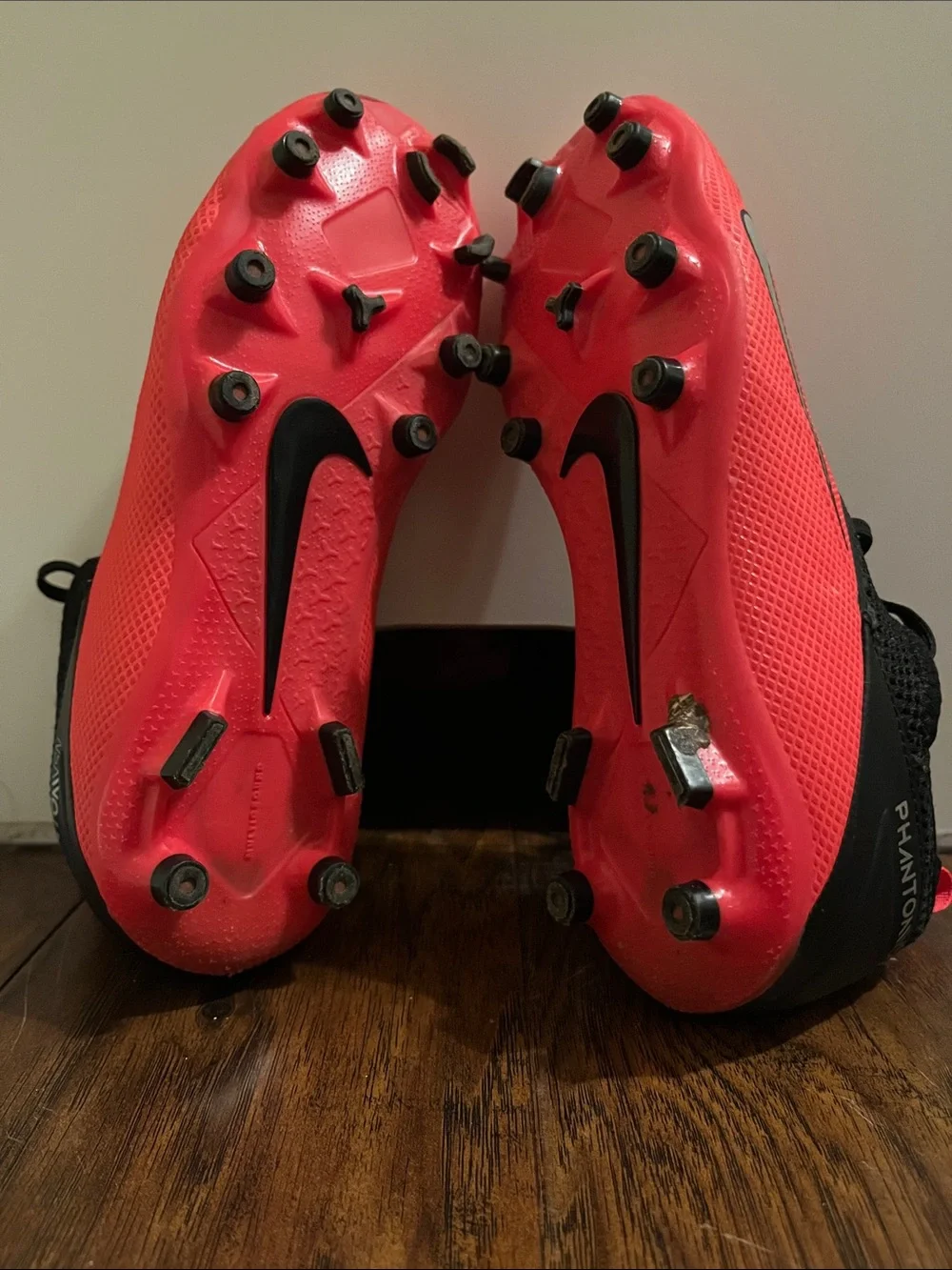 Nike Kids Phantom Vision Soccer Cleats in Bright Red and Black